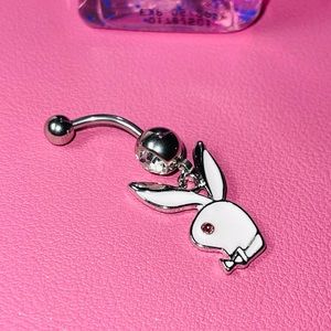 Playboy inspired belly button rings White